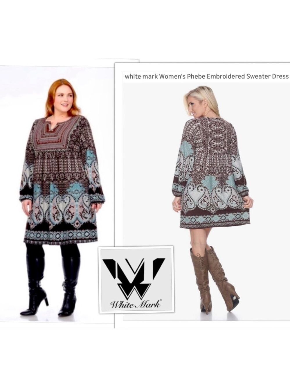 Boho Coastal Cowgirl Embroidered Sweater Dress size XL Soft Flattering Stretch
